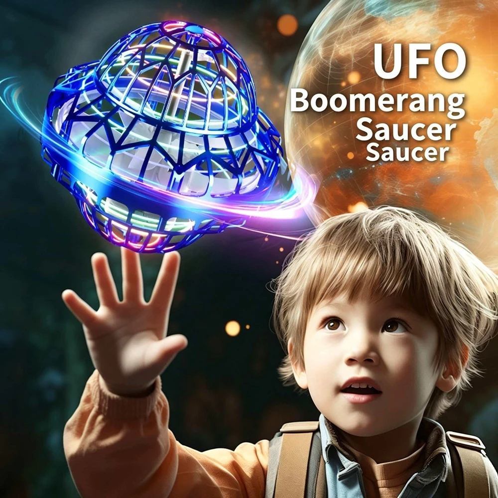 Flyball UFO Mejorado con LED, Juguete Volador Giratorio, Boomerang, Flyorb, Bola Mágica Voladora, Drone Orb, Fly Nova, Juguete para Niños, Regalo