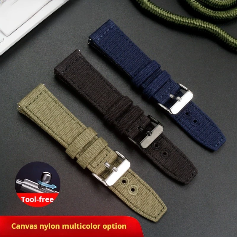 For IWC Pilot Citizen Tissot Breitling SEIKO Quick release watch strap 22mm canvas Genuine leather watchband for men accessories