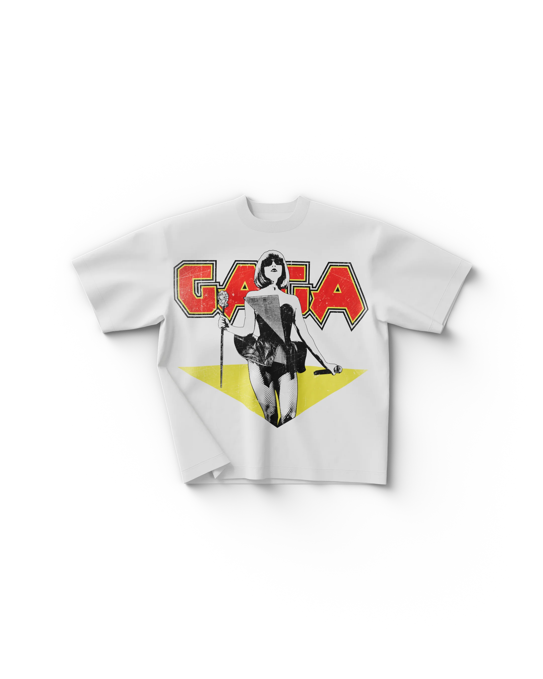 Lady Gaga Lyrics & Floral Graphic T-Shirt – Retro Text & Botanical Print Cotton Apparel for Vintage Music Fans