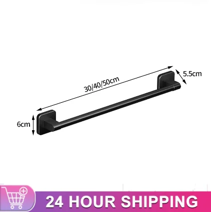 Bathroom Towel Holder White Without Drilling Bathroom Black Towel Rack Towel Bar Self-Adhesive Bathroom Towel Rack Towel Rail