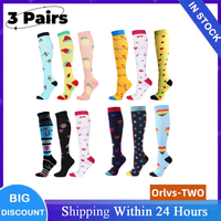 3 Pairs Men Women Sports Compression Socks Breathable Elastic Beautiful Leg Running Nurse Climbing Cycling Yoga Socks Gym