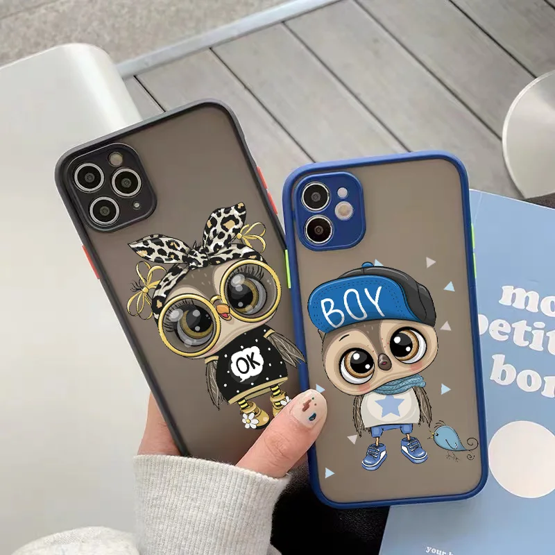 Cute Owl Phone Case For iPhone 15 11 Pro Max X XS XR 12 13 Pro Max Mini Back Cover For iPhone 14 7 8 Plus SE2 Shockproof Fundas