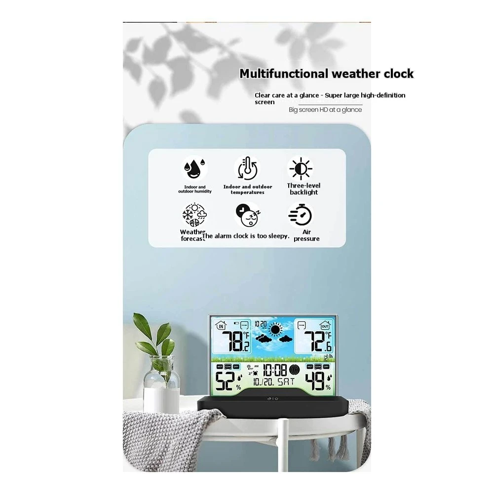 

Цифровая метеостанция AS95: Беспроводной термогигрометр с радиочастотным датчиком для помещений, домашний метеорологический термометр, часы-метеоролог