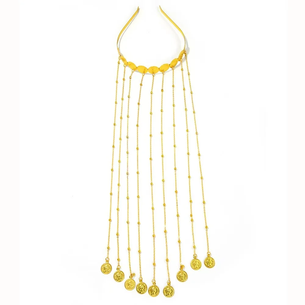 Middle East New Style Tassel Headwear Golden Chain Coin Suitable for Arab Wedding Or Festival Party Gift Headwear image 5