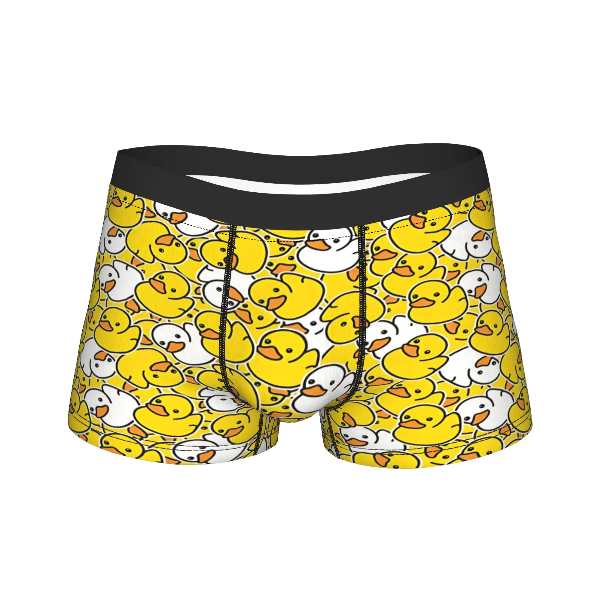 Cartoon Happy Rubber Duck Boxer Shorts  Pouch Underwear Trenky Custom Boxer Brief Breathable Men Panties Big Size 2XL