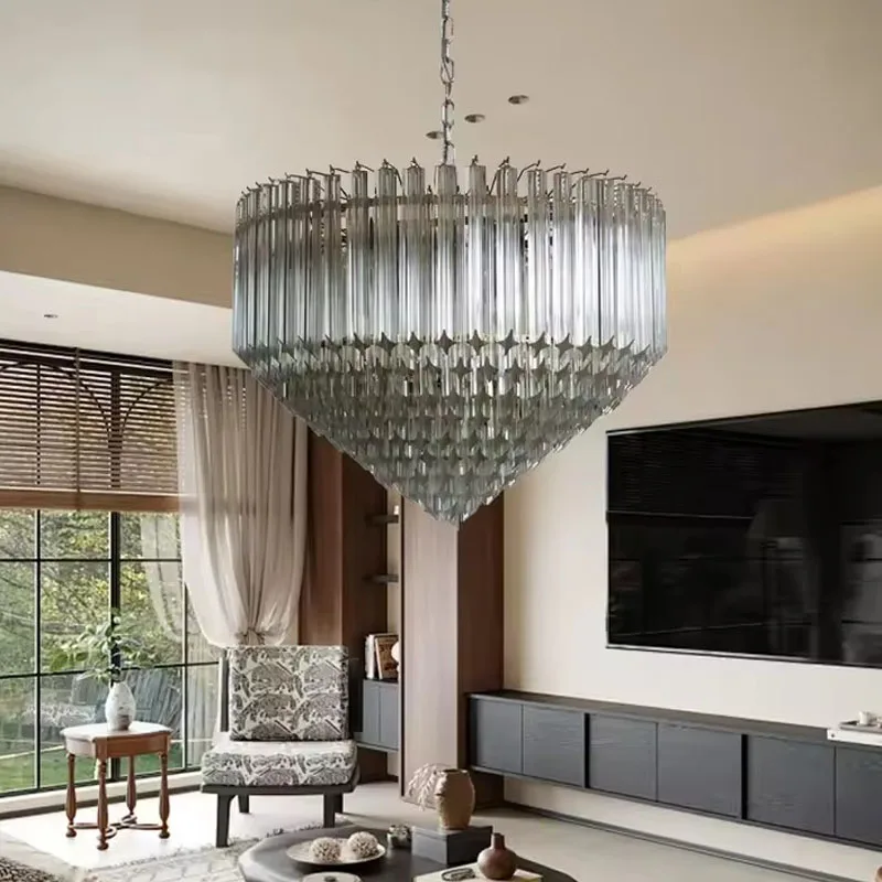 Luxury Crystal Glass Round Cone Chandelier Lights Home Decor Living Room Villa pendant Hanging Lamp