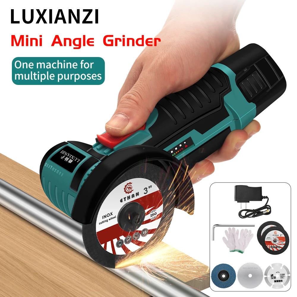 LUXIANZI Mini Angle Grinder 12V Brush/Brushless Cordless Power Tools For Grinder Cutting Electic Polishing Grinding Machine