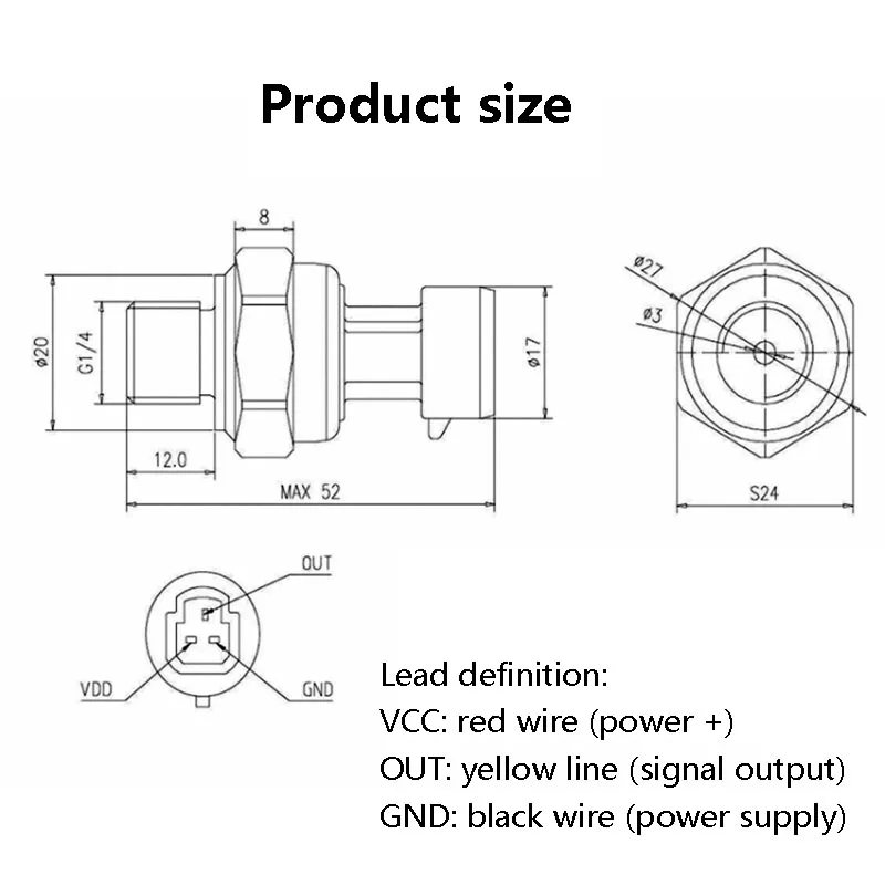 Air Pressure Sensor Water Pressure Oil Pressure Transmitter Voltage 5V Frequency Conversion Pump Pressure Sensor