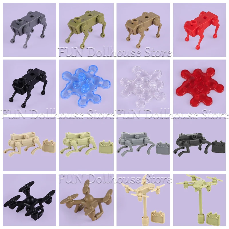 Ville militaire SWAT modèles télécommandés Drone Robot chien blocs de construction mécanique loup armée UAV liquide accessoires briques jouets