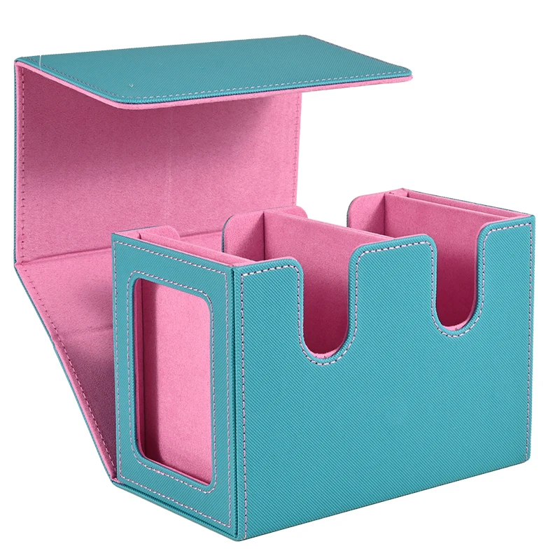 Card Deck Box met 2 commandant-display, dubbeldeksbox voor 140+ kaarten met enkele mouwen, geschikt voor TCG CCG-magische kaarten