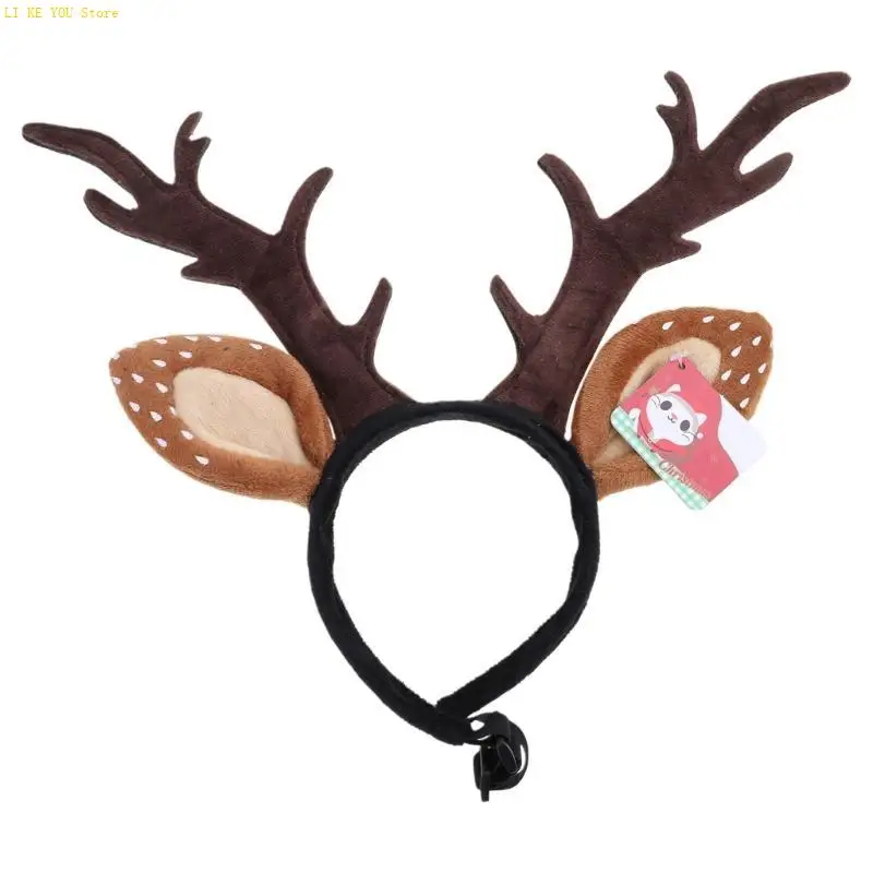 W3JE Lovely Christmas Reindeer Ears Headband Antlers with Ears Super-cute Pet Supply
