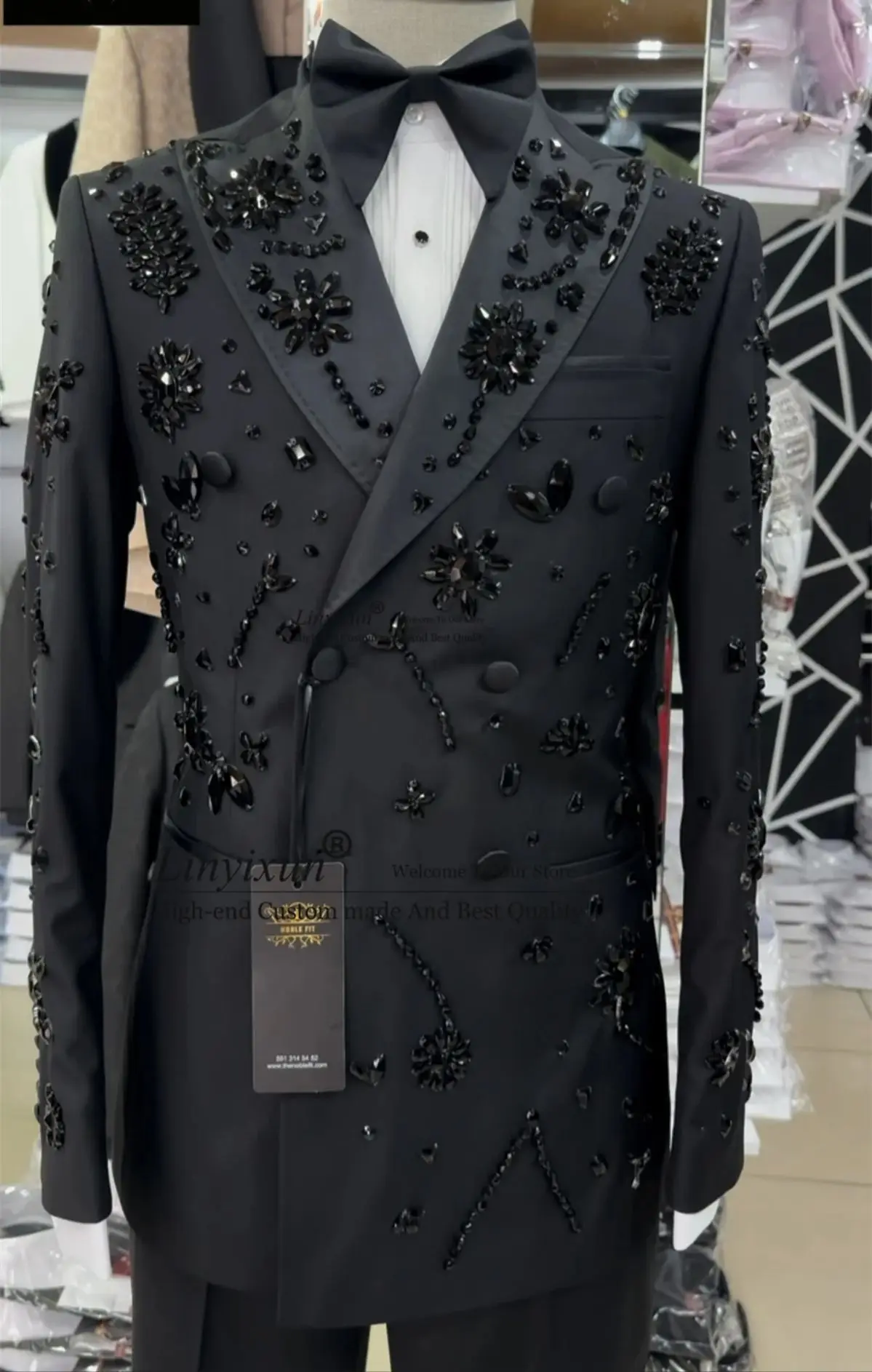 

Деловые приталенные мужские костюмы, комплекты из 2 предметов, мужские пиджаки для жениха, блестящие стразы, бисер, индивидуальные свадебные приталенные вечерние смокинги