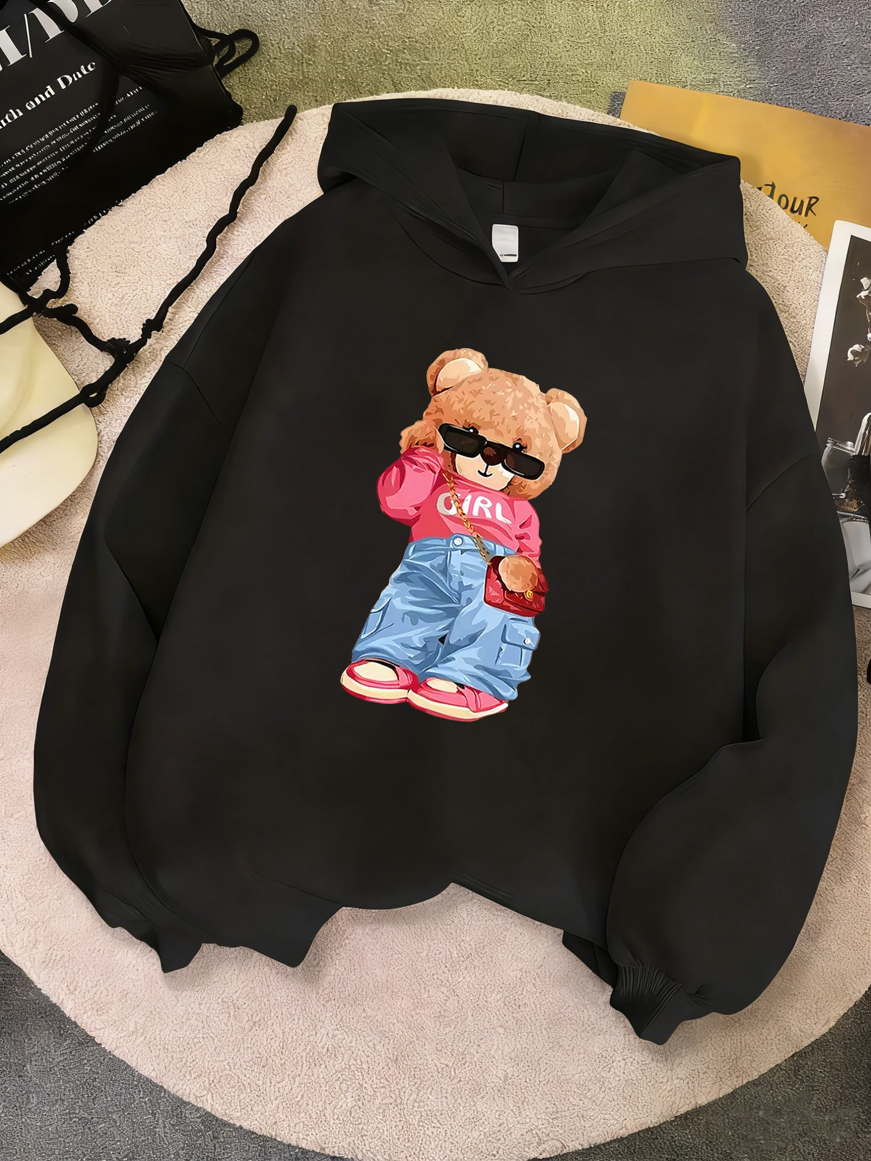 Streetwear Bären-Design Y2k Kinder-Hoodie Hip-Hop Kinderpullover Kapuzenpullover Lässige Hoodies für Jungen Mädchen Kleidung