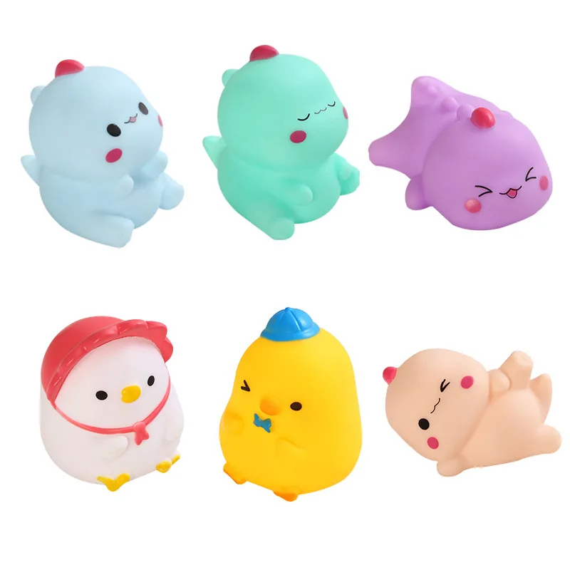 ZK20 Baby Cute Animals Bath Toy Swimming Water Toys Soft Rubber Float Squeeze Sound Kids Wash Play Funny Squeaky Bathing Gift