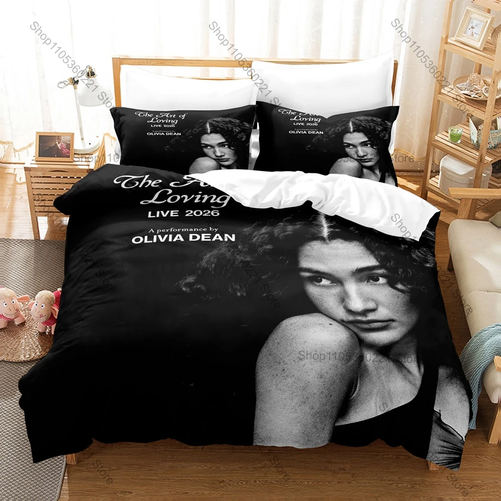 Retro British Soul Pop Style Duvet Cover + 2 Pillowcases Olivia Dean Printed Bedding Set Soft Material Perfect Holiday Birthday