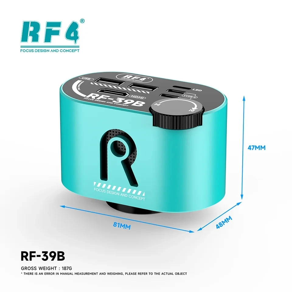 Rf4 RF-39B zoom sem perdas grande angular cmos 4k câmera microscópio com volante de zoom para reparo de precisão de chip pcb eletrônico