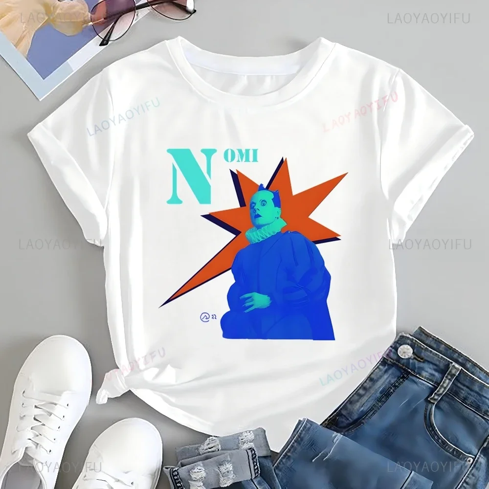 Streetwear Vintage Klaus Nomi Bedrucktes T-Shirt Top Nomi Neutral Trend Harajuku Unisex Shirt Grafik Übergroßes Baumwoll-T-Shirt