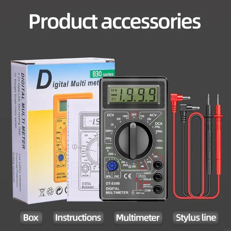 E28F DT-830B Multimeter LCD Auto Digital Voltmeter Ohmmeter Tester