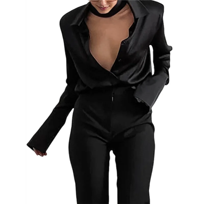 

Satin Silk Button Down Shirts For Women Dress Shirts Long Sleeve Blouses Womens Shirts