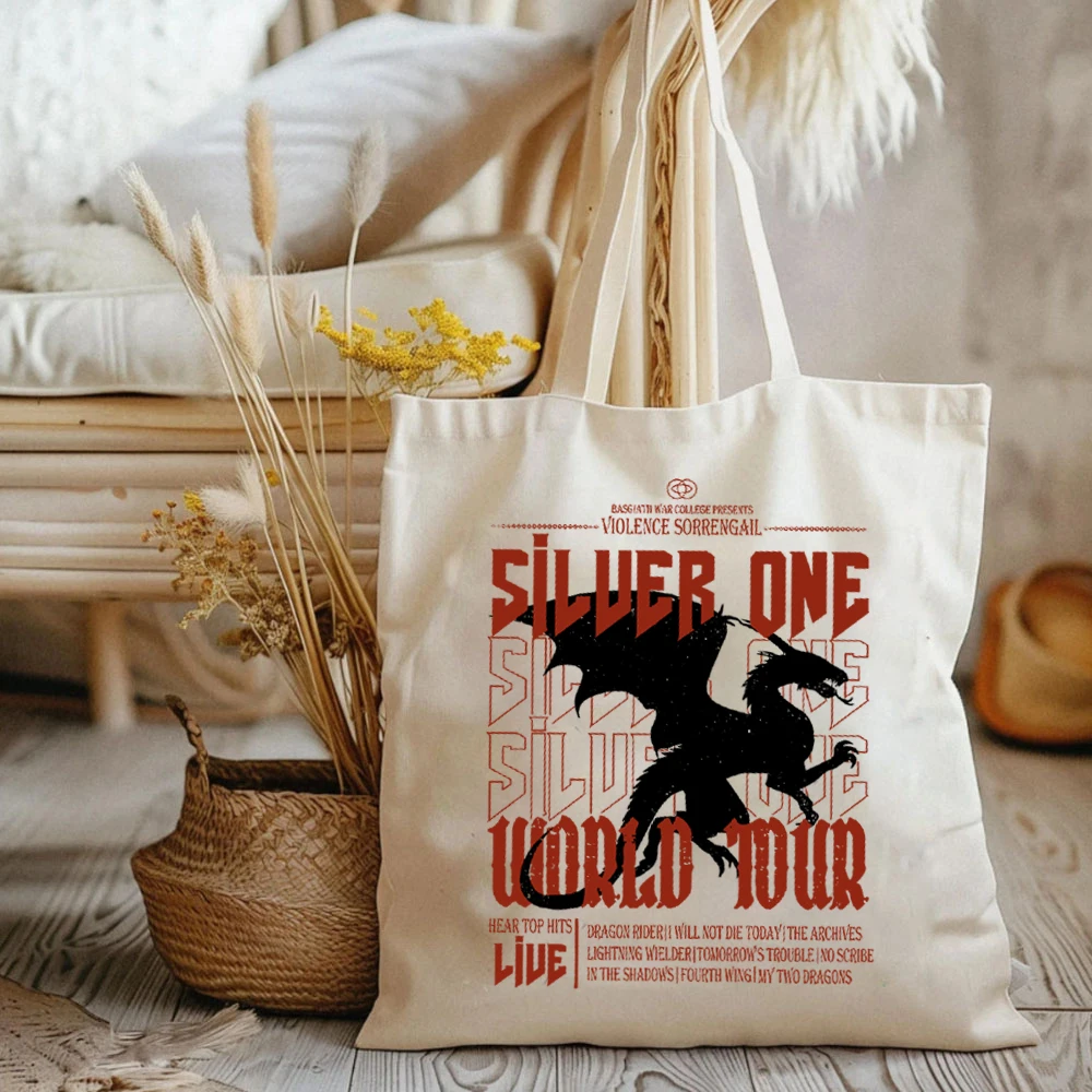 Basgiath War College quarta ala Tote Bags regalo per Book Lover Bag borsa da donna Bookish Dragon Rider Canva Tote Bags Bookworm