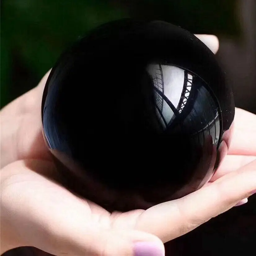 Magical Natural Obsidian Ball Quartz Crystal Ball Mineral Reiqi Healing Home Office Degaussing Decorative Energy Meditation Gem