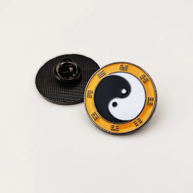 Chinese Tradition Culture Five Elements Yin Yang Tai Chi Bagua Brooch Buddhist Lotus Badge Insignia Jewelry Accessories