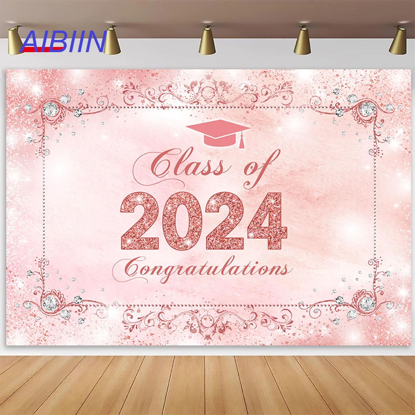 

AIBIIN Class of 2024 Congrats Grad Backdrops Rose Gold Graduation Prom Ceremony Party Decor Nurse women Photography Background