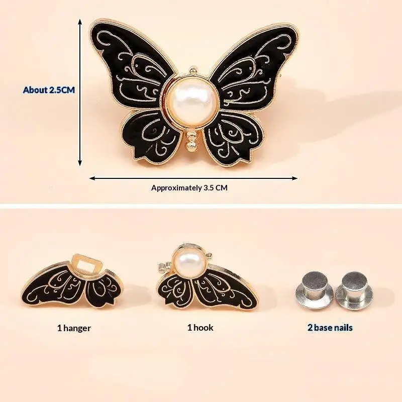 Schmetterlings-Jeansknopf, verstellbare Clips, Taillenverengung, Schnallenversteller für Hosen und Röcke, einziehbarer Knopfstift – Detail 3