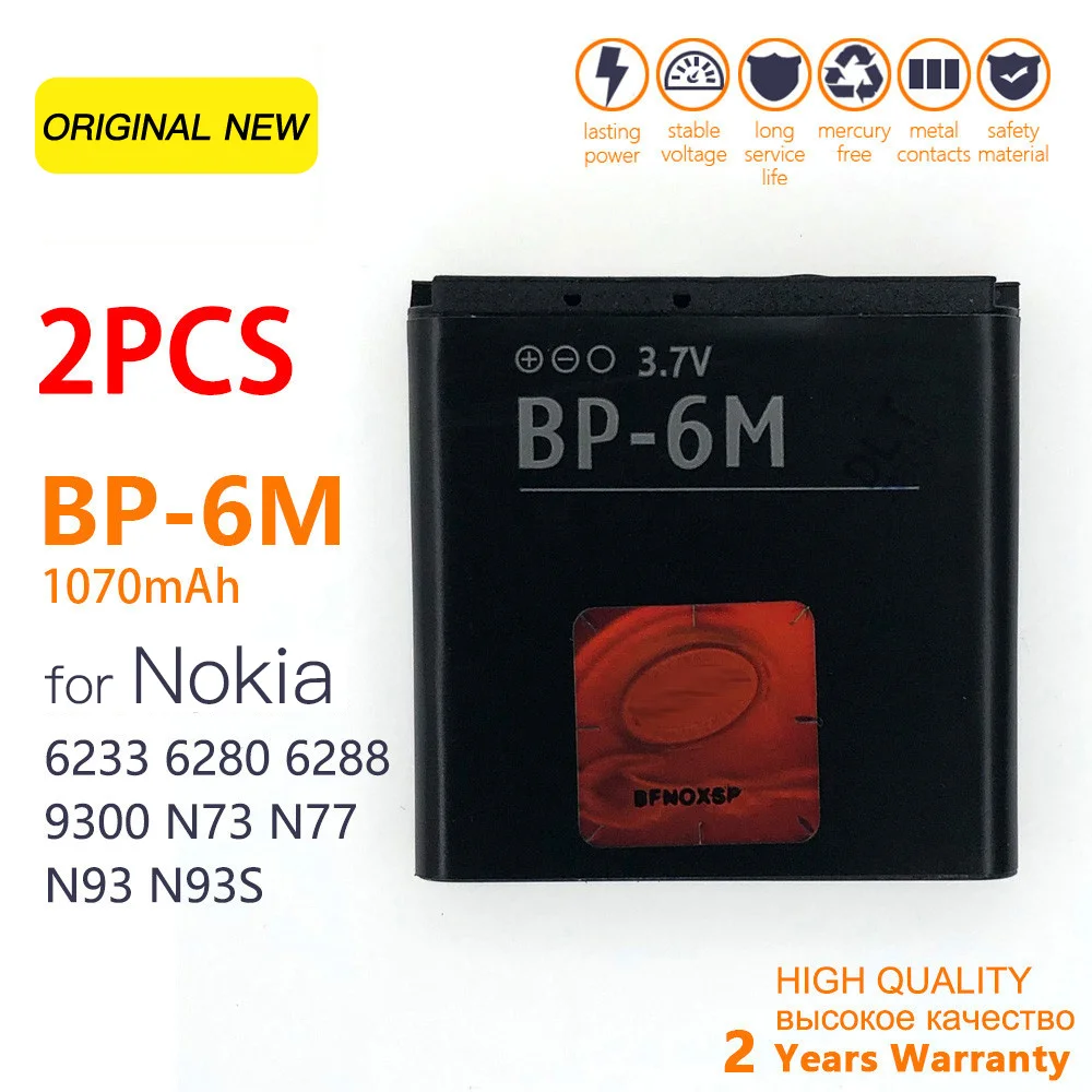 Replacement BP-6M BP 6M Phone Battery For Nokia 6233 6280 6288 9300 N73 N77 N93 N93S 3250 6290 9300 9300i Rechargeable Battery