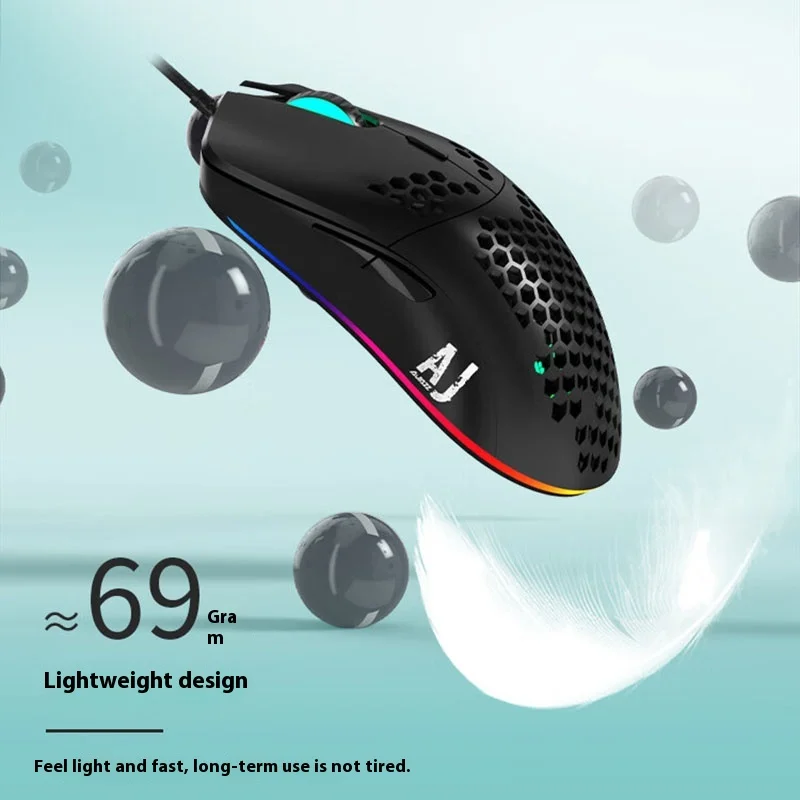 Imagem -02 - Mouse com Fio Ajustável Ajustável Dpi Rgb Paw3338 Ergonômico 7key Material Fosco para Jogo de Esportes Eletrônicos Acessórios de pc Ajazz-aj390