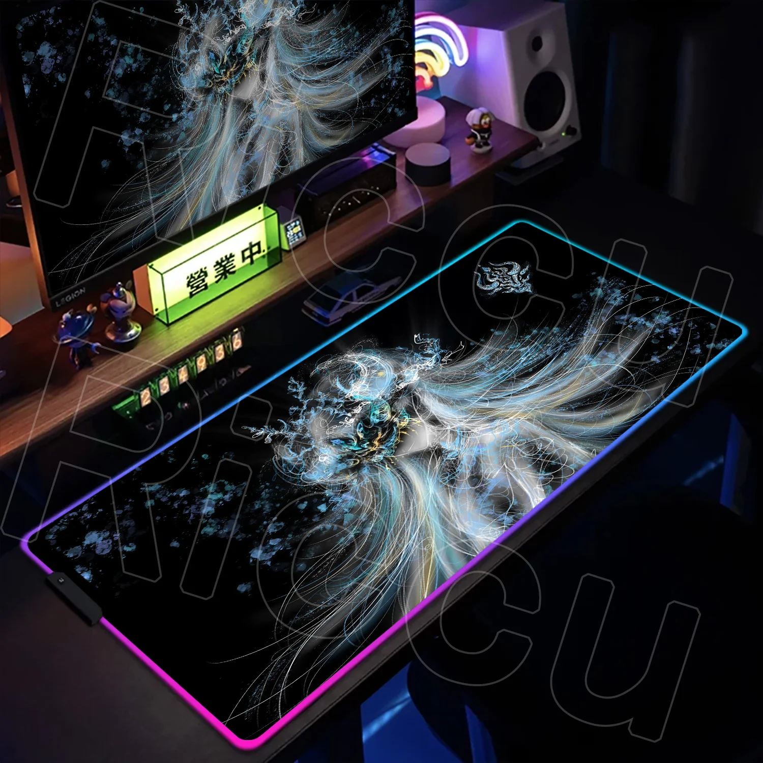 

RGB HD Cute girl with lines Mouse Pad PC Accessories Gaming XXL Mousepad The Twelve Signs of The Zodiac Keyboard LED Desk Mat