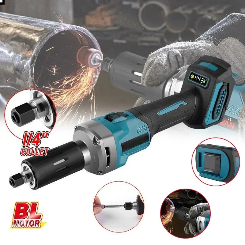 18V Cordless Die Grinder Brushless 6mm Electric Engraving Tool Variable Speed fit Makita 18v Battery(No Battery)