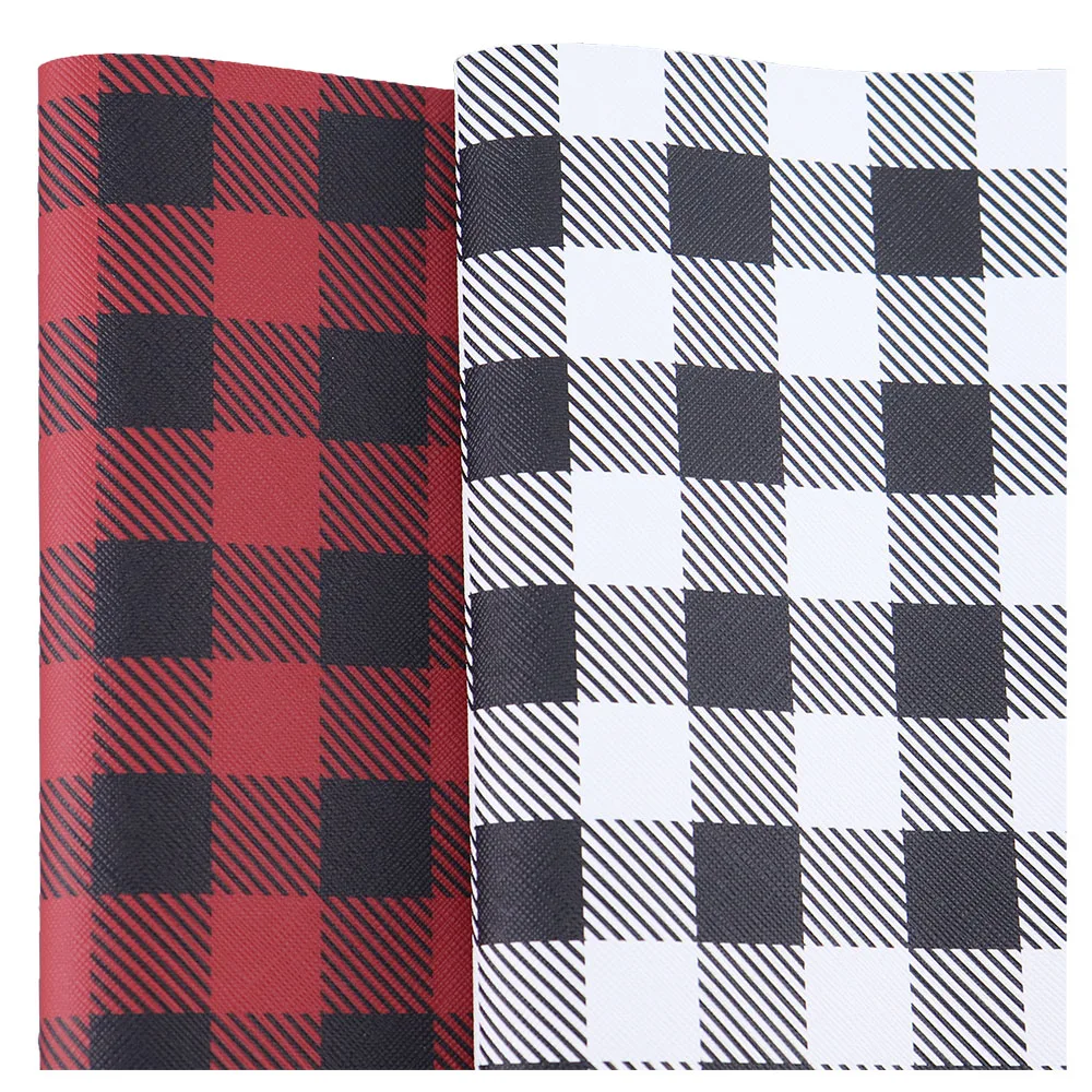 30x134cm Roll Big Gingham Tarten Gride Buffalo Plaid Faux Artificial Leather Fabric For Hair Bows Earring Bags BH460