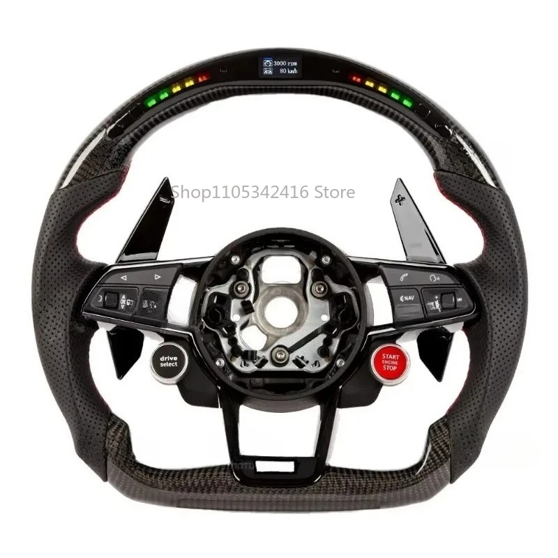 

Руль из карбона для Audi R8, TT, TTRS, A4, A5, A6, A7, A8, Q2, Q3, Q8, B5-B9, C5-C8, D3-D4, RS, RS3-RS7, спортивный гоночный руль