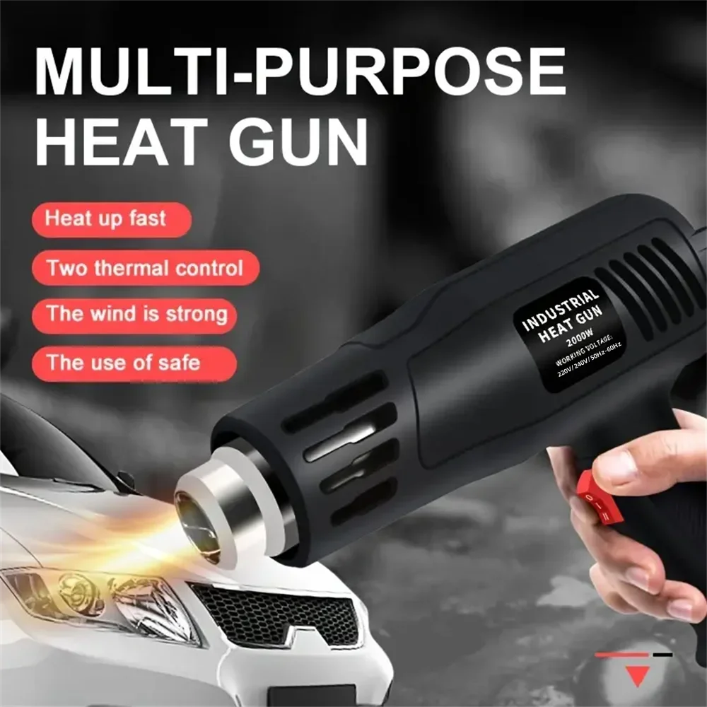 2000W Hot Air Gun High Power Temperature Regulating Industrial Electric Heat Gun Automobile Film Baking Gun Tool