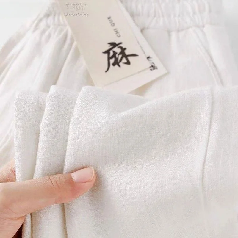 High-End Linen Pants Deep ey Cotton Linen Loose Straight Leg Summer Thin Mallow Long Men's Casual Pants Comfortable Fit