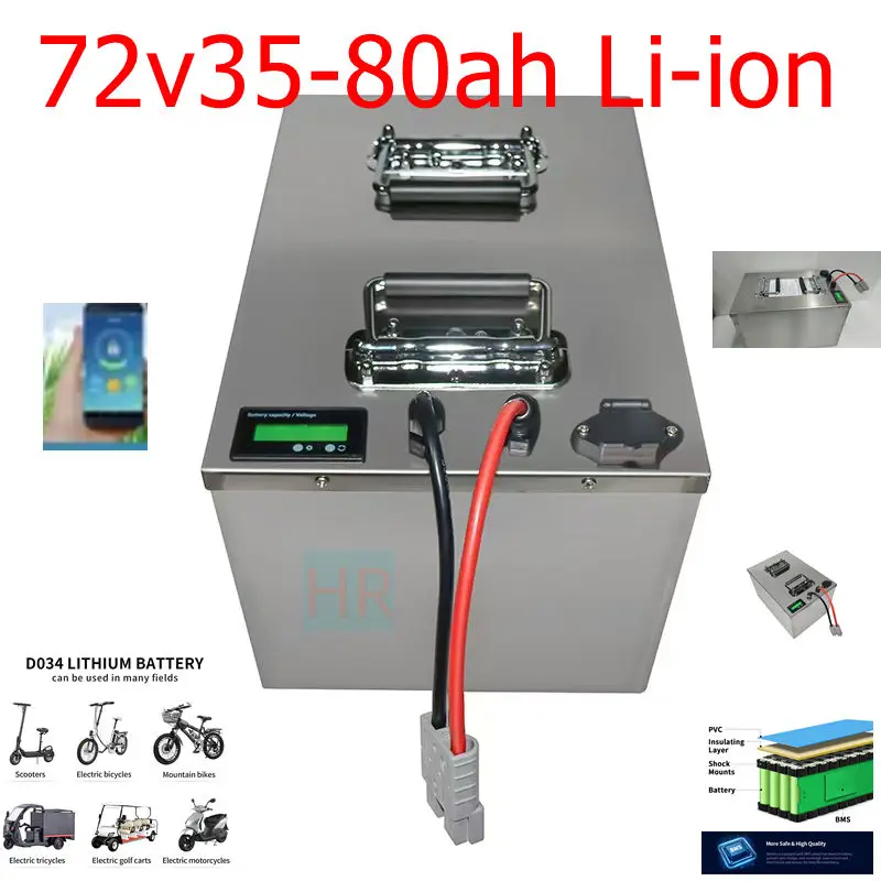 

Литий-ионный аккумулятор 72В с BMS, 35-80Ач, высокопроизводительный, перезаряжаемый, для мотоциклов, электромобилей, педальных гольф-каров