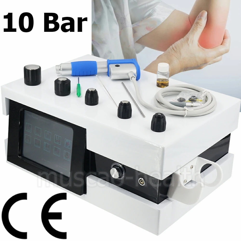 

10Bar Pneumatic Shock Wave Therapy Machine Massager Shockwave Effective New ED Treatment Tennis Elbow Pain Relief Massage Tools