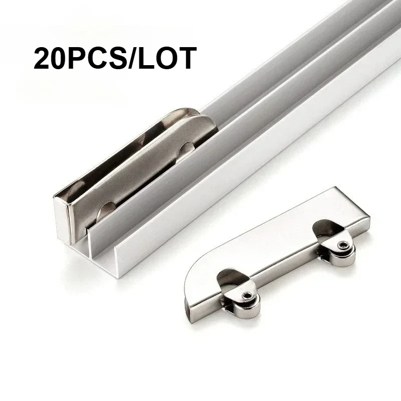 20pcs Stainless Steel Pulley 5mm Glass Sliding Door Wheel Clamp Track Roller Runner for Display Cabinet Counter Repair Part