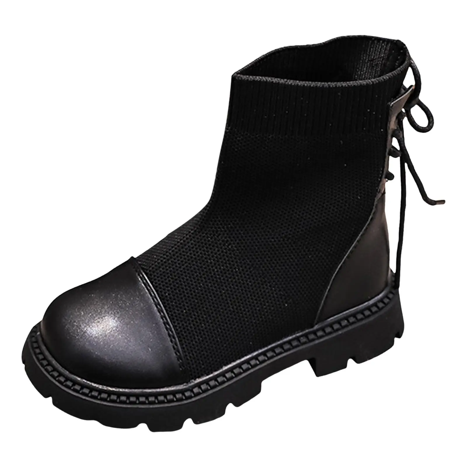 أطفال أحذية عمل الفتيات لينة أسفل أحذية بوت قصيرة العصرية كول كم تحلق المنسوجة الجوارب المرنة الأحذية الأطفال الفتيان الأحذية حجم 6