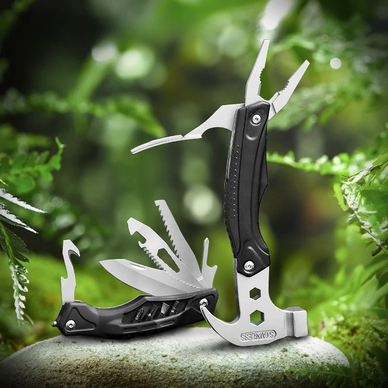 NEW High-quality Multi-functional Horn Hammer Detachable Knife Pliers Portable Camping Hammer Outdoor Manual EDC Tool