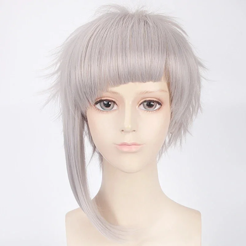 Anime atsushi nakajima cosplay perücke bungo streunende hunde cosplay kurze silbergraue hitze beständige perücke hitze beständige synthetische perücken