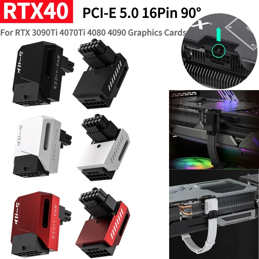 

Переходник PCIe 600, 5,0 Вт, 12 + 4 контакта, угол 90 градусов, 16 контактов, 12VHPWR GPU «Папа-мама», коннектор для RTX 3090Ti 4070Ti 4080 4090