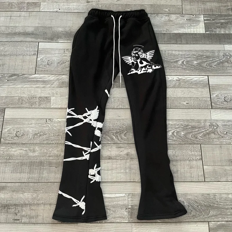 Y2k Pants Men Loose 3D Print Trousers Casual Sweatpants Mid Waist Sporty Female Clothes Streetwear Hip Hop Vintage Flared Pants