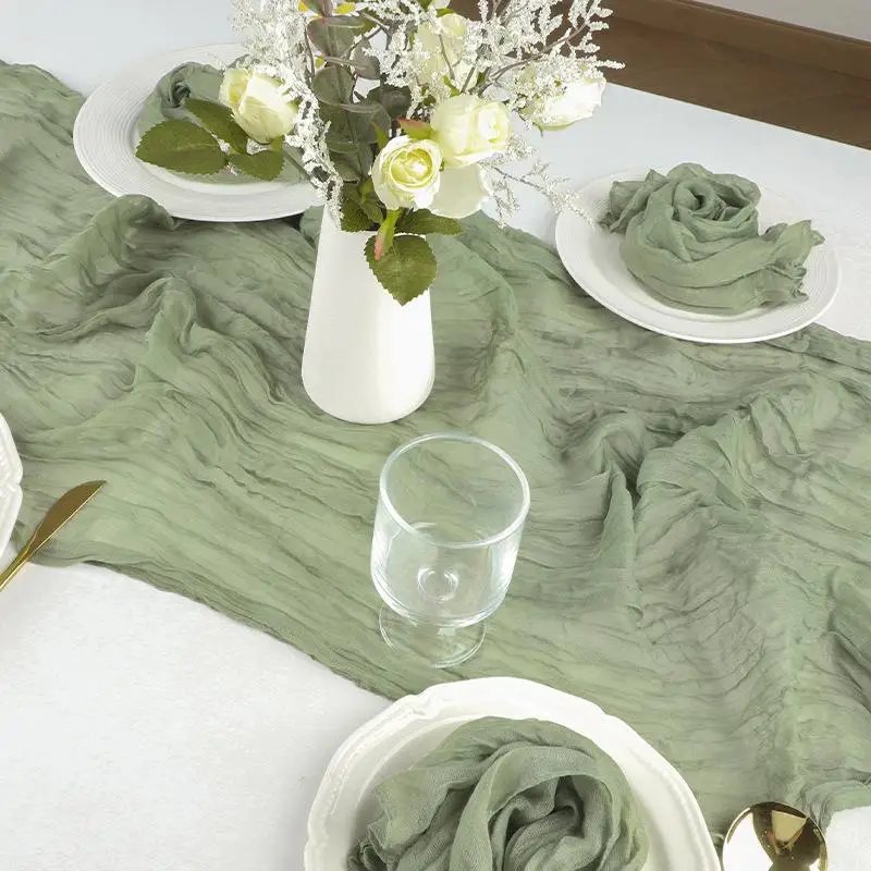 Boho Sheer Cheesecloth Table Runners 90x180/300/400cm Decorative Tablecloth for Cafe Restaurant Decor