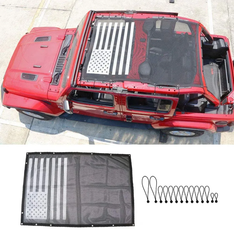 NONY Brand New Automotive Roofs Sun Shade Mesh Bikini Top Sunshade UV Protection For Jeep Wrangler 2018-2022 JL JLU 4-Door