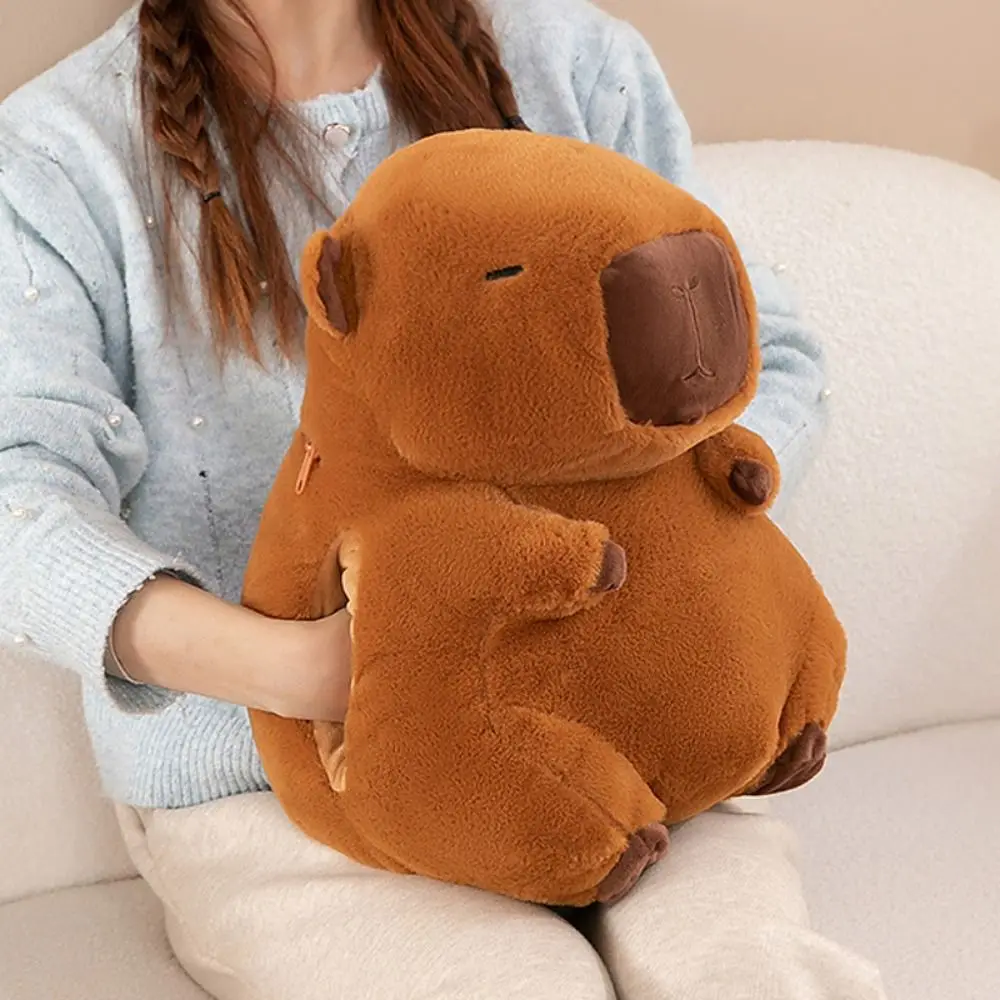 Almohada suave para calentador de manos de capibara, calentador de manos de felpa de capibara divertido de dibujos animados, muñeco de peluche de capibara relleno de algodón PP