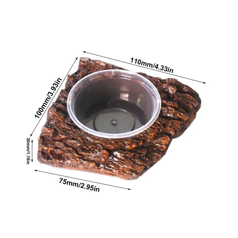 Reptile Water Bowl Reptile Bathing Pool Amphibians Bowls Resin Terrarium Bowls Frog Water Dish With Rock Design Pets Supplies images - 6