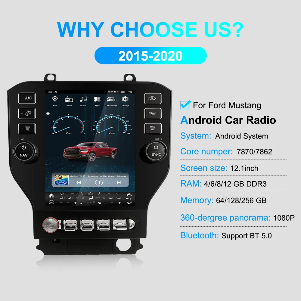 

AUTONTL for Ford Mustang 2015-2020 Car Upgrade Android Stereo Multimedia Carplay Monitor Car DVD Player GPS Navigation Head Unit