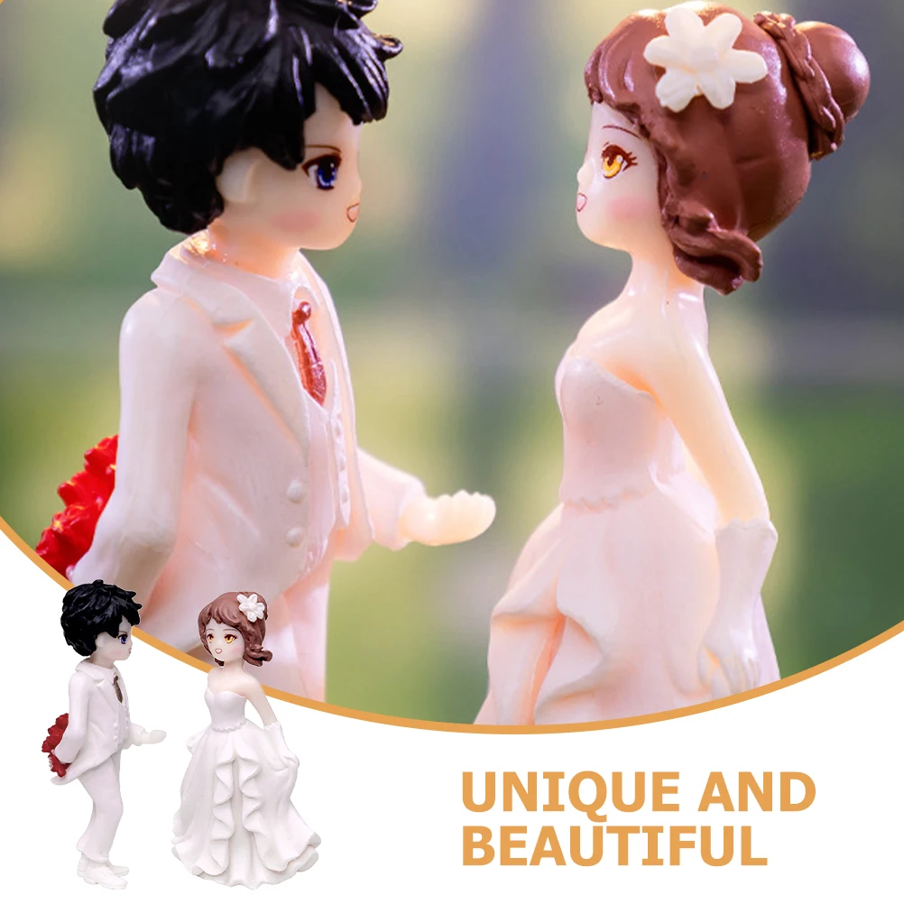 

Romantic Wedding Couple Figurines Set Bridal Groom Cake Topper Decor for Anniversary Celebration Love Theme Party Ornament